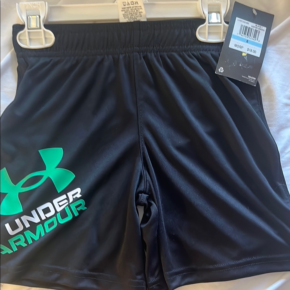 Under Armour Black and Green Athletic Shorts